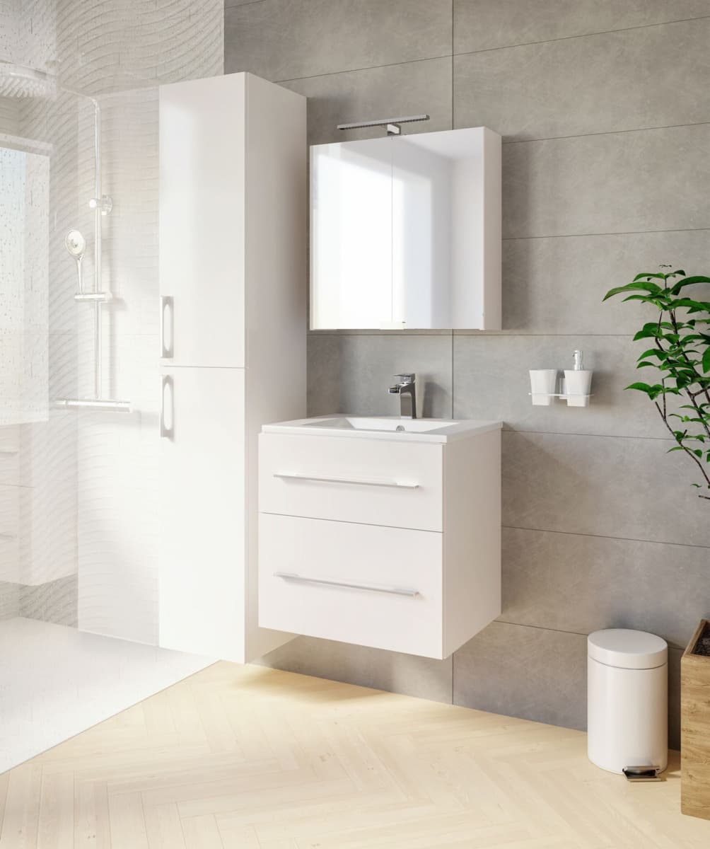 IO LUGANO Umywalka meblowa lub do montażu ściennego - 615x475 mm z otworem na baterię na środku z otworem przelewowym z powłoką CLEAN PLUS+ biała AZUMLUG.1161.01.126 *25  *W  **ekspo - Powystawowy Ciechanów