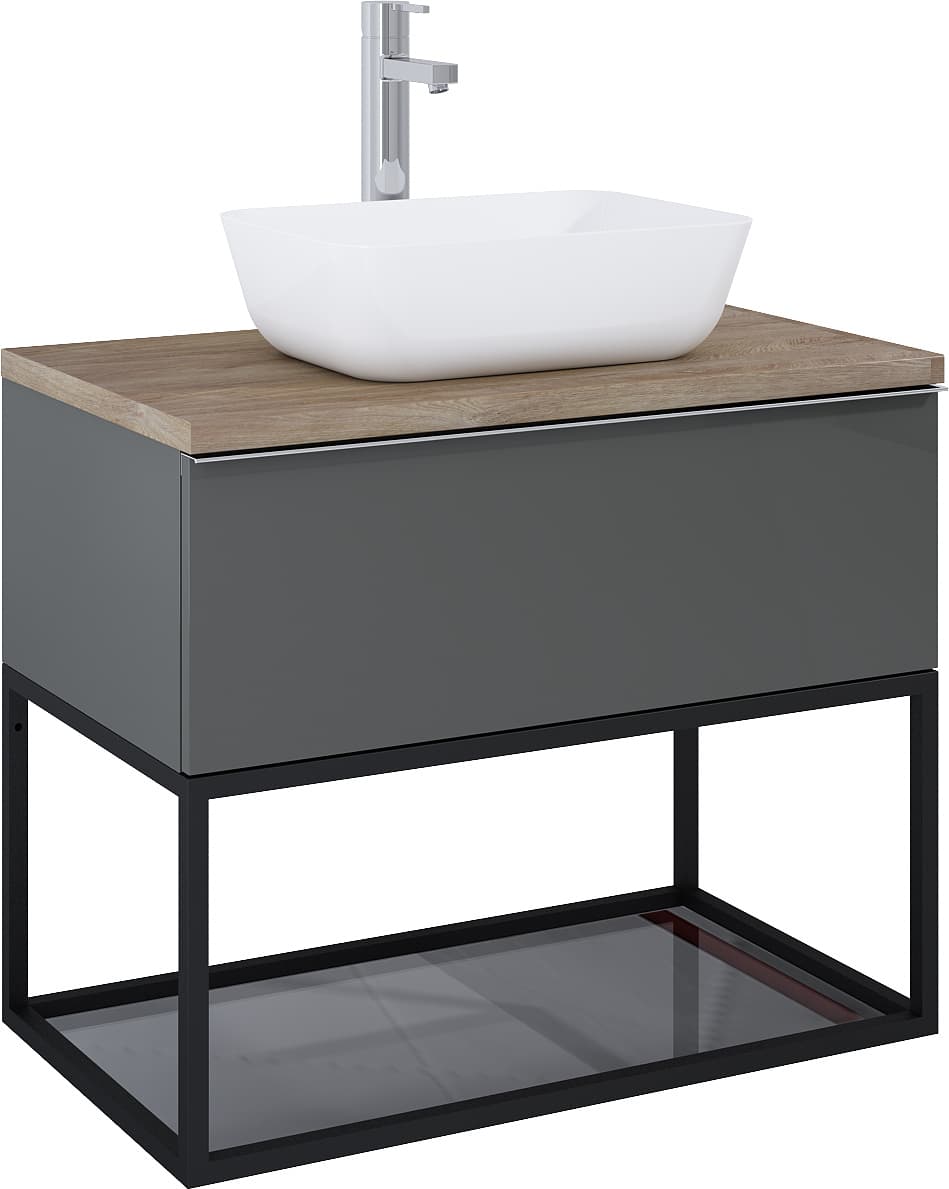 ELITA  RE150800107160   167666  STELAŻ PODSZAFKOWY 80 BLACK MATT Z PÓŁKĄ SZKLANĄ   *10 - Powystawowy Łowicz