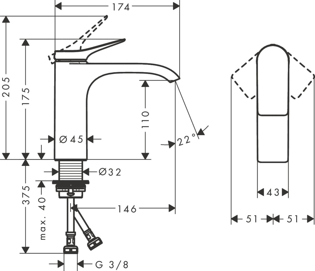 HANSGROHE 75022000  Vivenis  bateria umywalkowa 110 bez kompletu odpływowego Chrom - Powystawowy Białystok