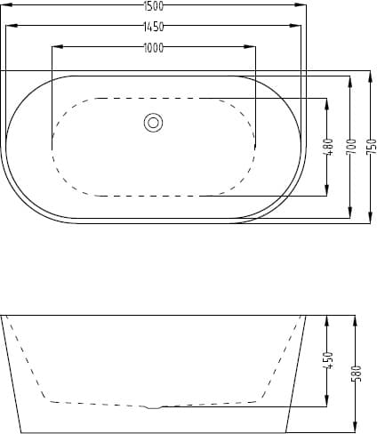 IO SULA PLUS wanna  przyścienna ze zintegrowaną obudową  150x75x58 WW.P.SULPL.150 *W  **ekspo - Powystawowy Grudziądz