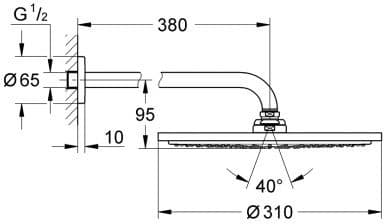 GROHE 26066GL0 RAINSHOWER COSMOPOLITAN 310 Deszczownica z ramieniem 380 mm, 1 strumień cool sunrise  **ekspo - Powystawowy Lubliniec