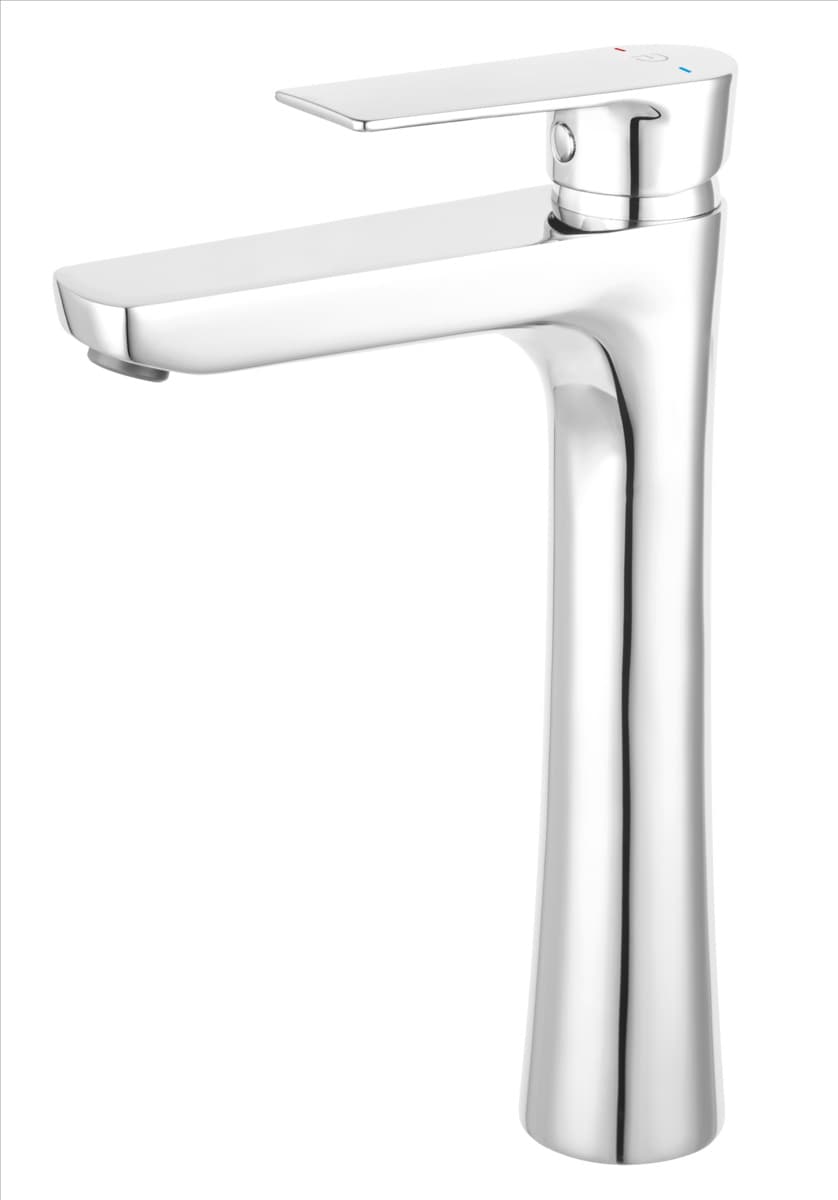 FDESIGN PINEA Bateria umywalkowa wysoka (nablatowa)z korkiem click-clack chrom FD1-PNA-2L-11 - Powystawowy Siedlce