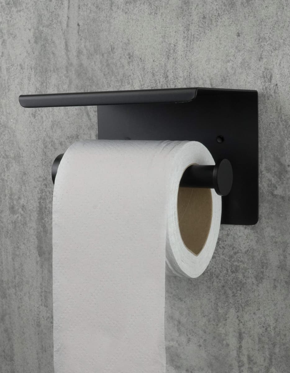 DEANTE ROUND UCHWYT NA PAPIER Z PÓŁKĄ, SCIENNY, NERO  ADR N221 - Powystawowy Łódź Pojezierska