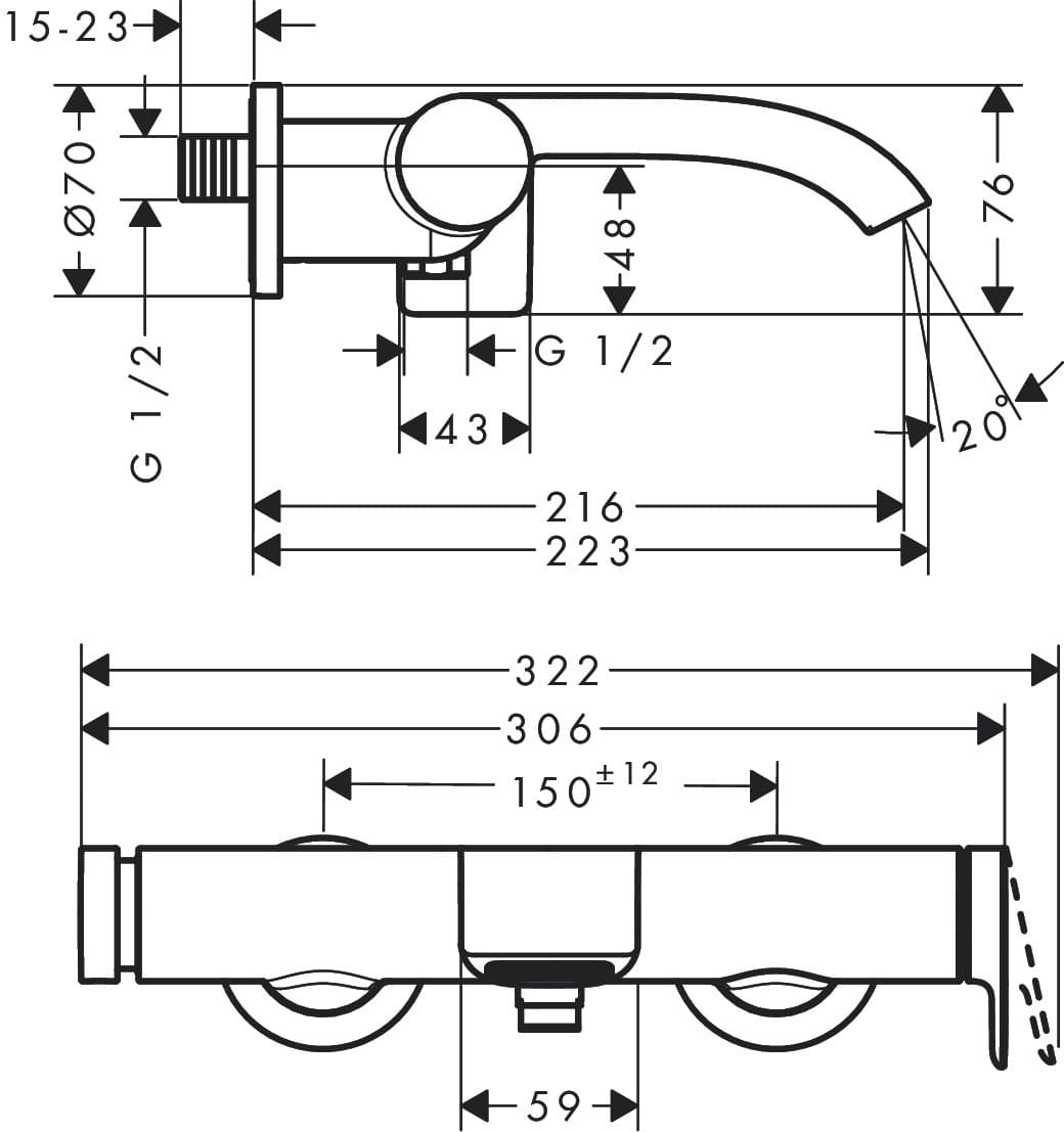 HANSGROHE 75420670 Vivenis Jednouchwytowa bateria wannowa do montażu natynkowego czarmny mat Czarny Matowy  **ekspo - Powystawowy Łódź Pojezierska
