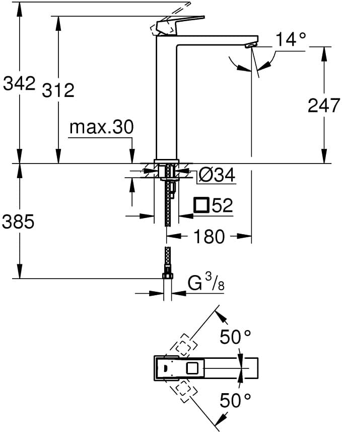 GROHE  23406000 EUROCUBE  bat. umywalkowa wysoka  **ekspo - Powystawowy Katowice