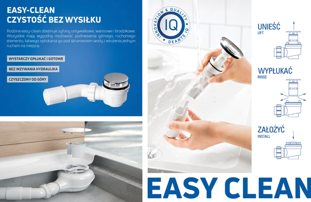 DEANTE syfon brodzikowy easy clean,czyszczony od góry, 90 mm, niski  NHC 029C - Nowy Kalisz