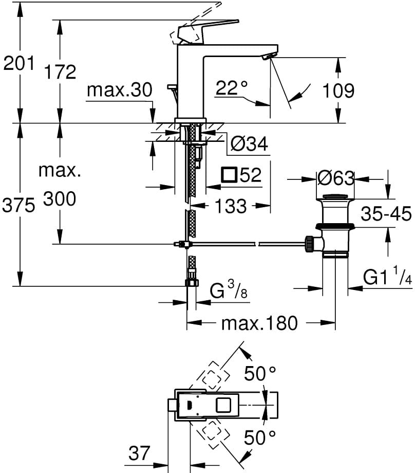GROHE 23445DC0 Eurocube bateria umywalkowa Rozmiar M  stal nierdzewna  **ekspo - Powystawowy Katowice