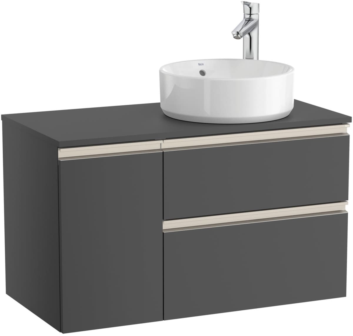 ROCA CLUB GAP-N szafka łazienkowa z blatem 90cm 2 szuflady PRAWA ANTRACYT POŁYSK  A851502153 *W  **ekspo - Powystawowy Słupsk
