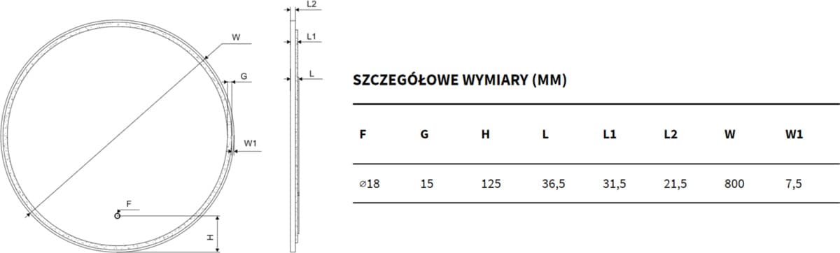 EXCELLENT Corido Lustro LED 80cm Okrągłe Złote Z Matą Grzewczą DOEX.CO080.GL  P - Powystawowy Skierniewice
