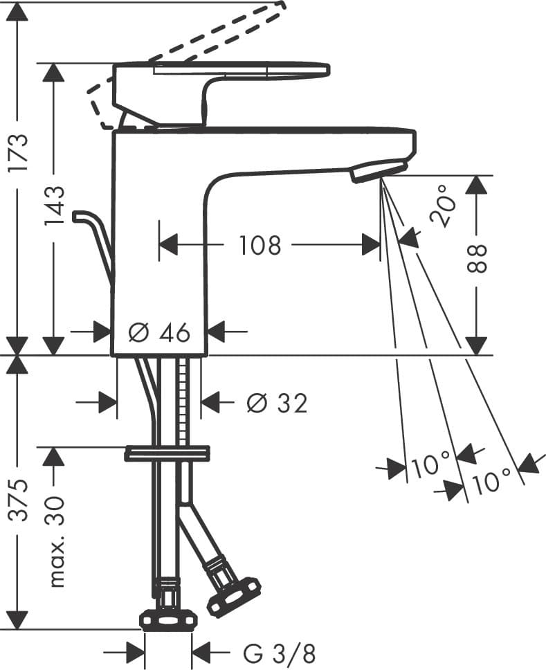 HANSGROHE 71551670 Vernis Blend  bateria umywalkowa 100 z kompletem odpływowym czarny mat  **ekspo - Powystawowy Zielona Góra