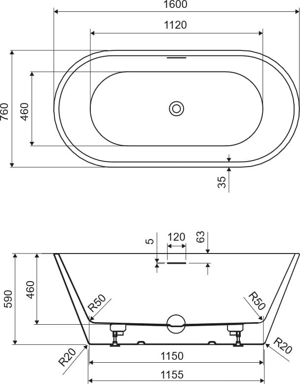 IO HOLE New 2.0 wanna wolnostojąca dla 160x76  WABL.HOL2.16WH  *10 *W  **ekspo - Powystawowy Łowicz