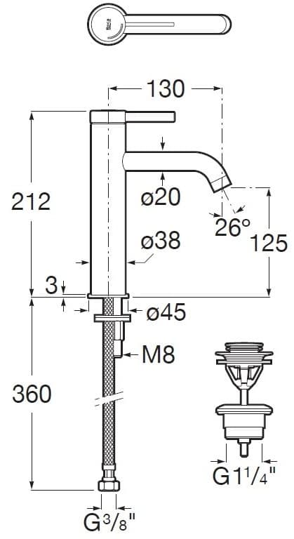 ROCA ONA bateria umywalkowa sztorcowa wysoka z korkiem click-clack, głowica mix start  A5A349EC0M  *1  **ekspo - Powystawowy Kraków