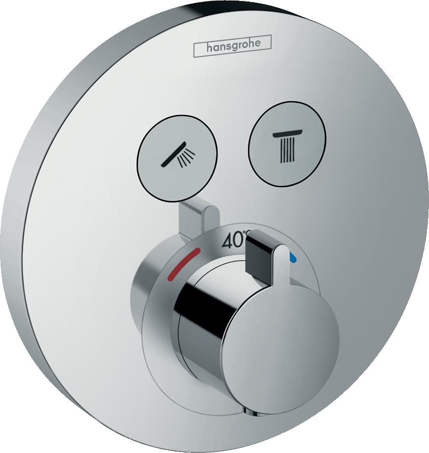 HANSGROHE 15743000  HANSGROHE 15743000 bat. termost.ShowerSelect S dla 2 odbiorników, montaż podtynkowy, element zewnętrzny Chrom - Powystawowy Lublin