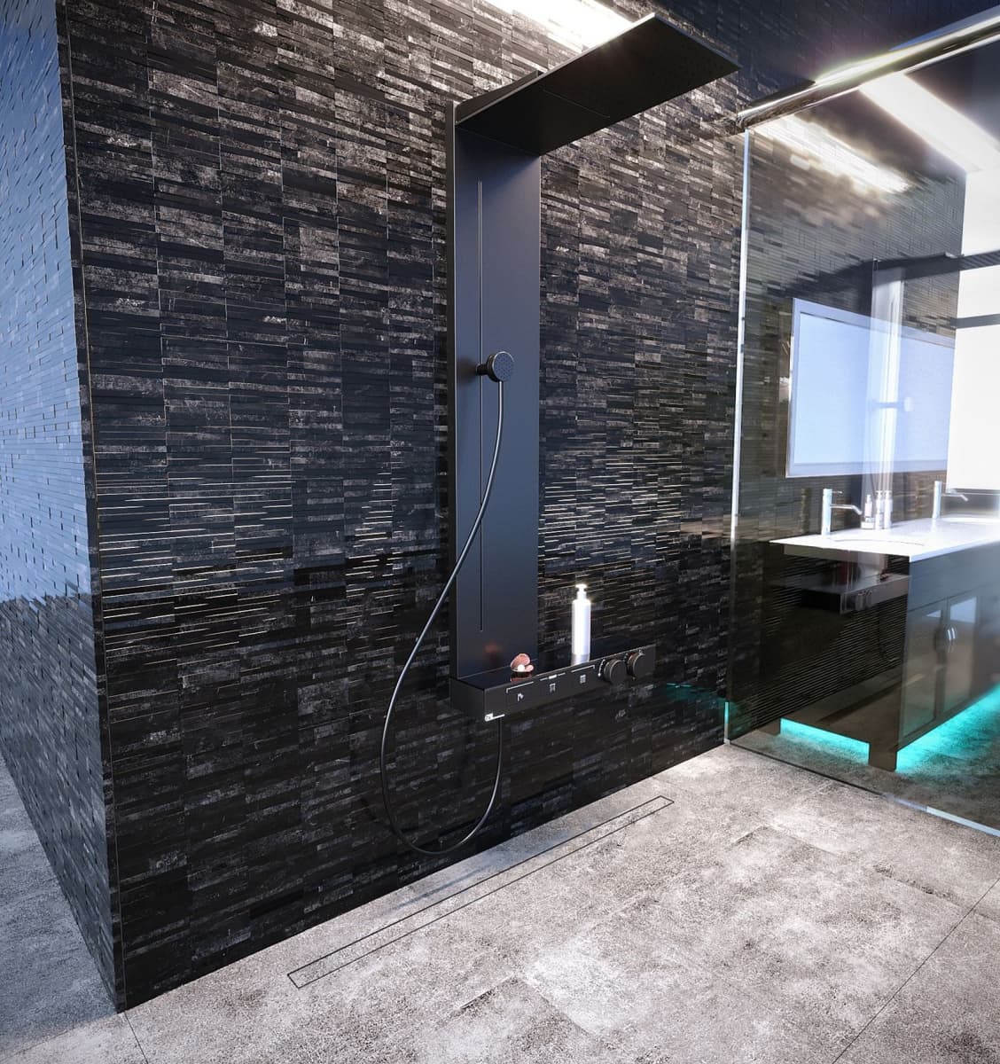 IO odpływ Water-Tech Slim z rusztem do wklejenia płytki w kolorze Black Mat 70  OL.WTS.70.RW.BM  **ekspo - Powystawowy Mińsk Mazowiecki