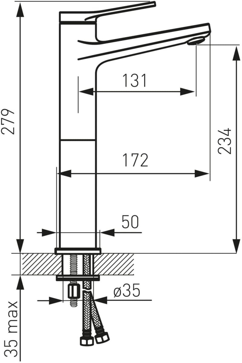 FDESIGN SEPPIA Bateria umywalkowa wysoka (nablatowa)z korkiem click-clack czarny FD1-SPA-2L-22 - Powystawowy Poznań