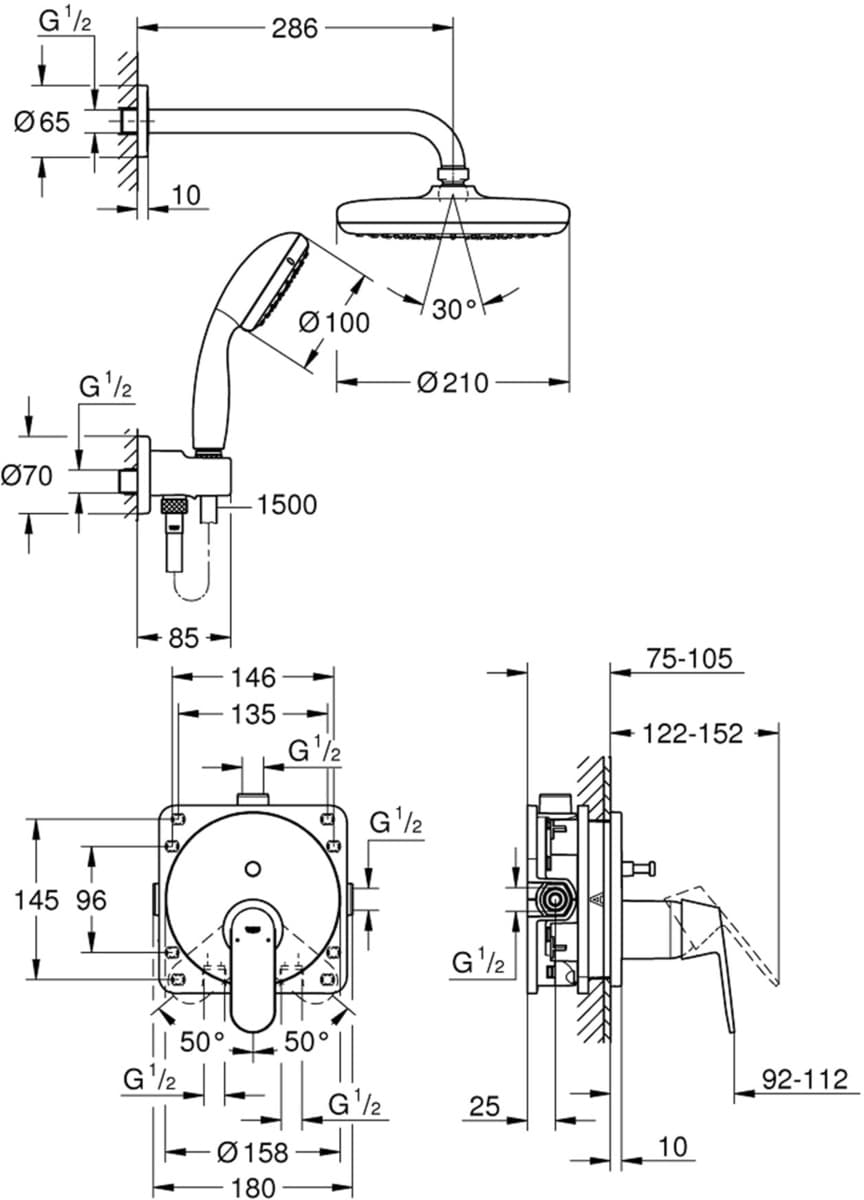 GROHE  25219001 Tempesta zestaw prysznicowy Eurosmart Cosmopolitan - Powystawowy Tarnobrzeg