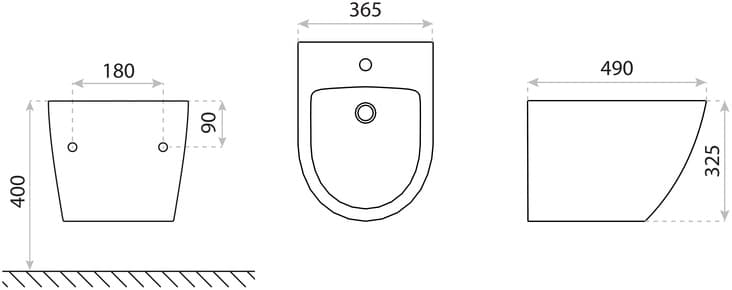 IO MUFI bidet wiszący 490x365 mm CE.MUFIBI.490.046F.I
