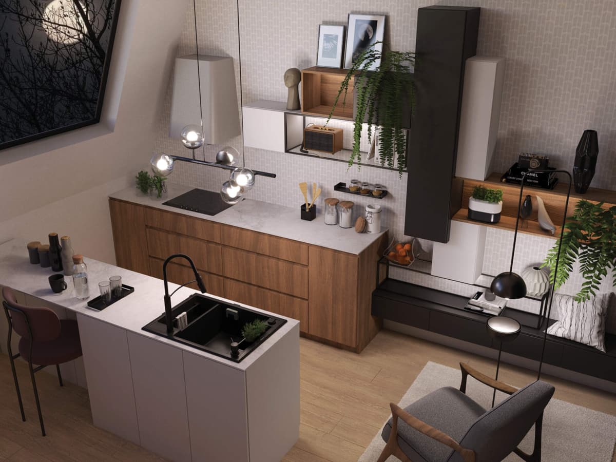 DEANTE ZLEW. MAGNETIC NERO GRANIT 1,5K 690X500X219MM + OSPRZĘT SPACE SAVER NERO  ZRM N503  **ekspo - Powystawowy Skierniewice