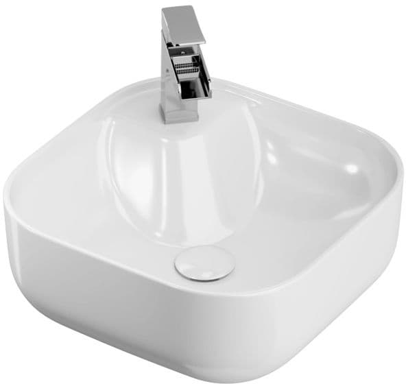 IO umywalka nablatowa AVERNO SLIM 37x37 z otworem na baterię (w zestawie z odpływem i korkiem porcelanowym) CS.AVERNO37 - Powystawowy Katowice
