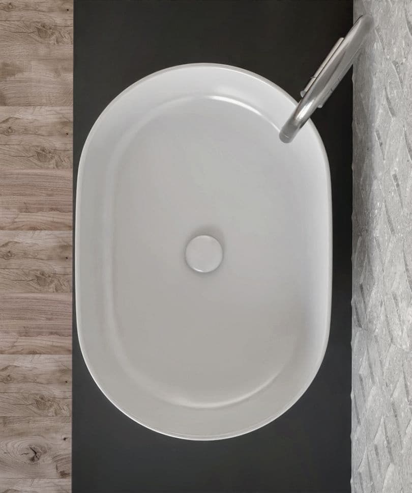 IO umywalka nablatowa SIRIO SLIM 55x37 (w zestawie z odpływem i korkiem porcelanowym) CS.SIRIO5537 - Powystawowy Krosno