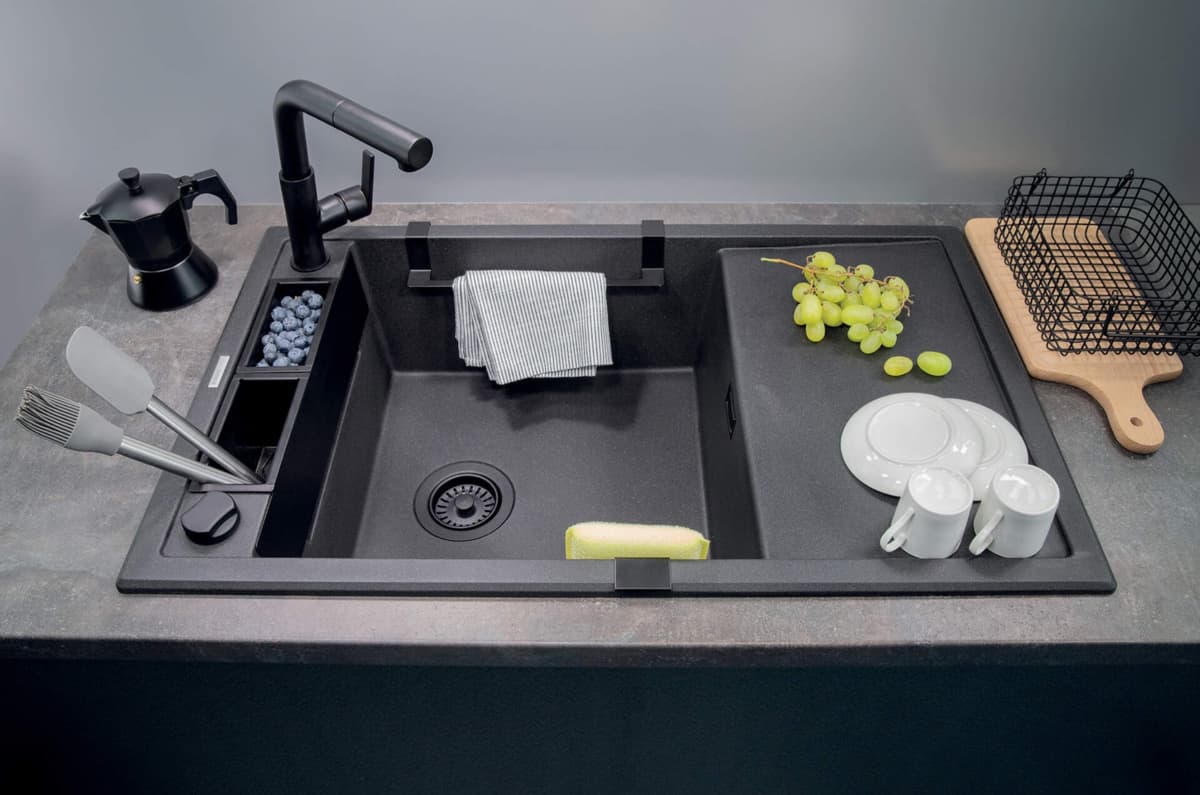 DEANTE ZLEW. MAGNETIC GRAFIT MET.GRANIT 1K Z/O 820X500X219, 3,5" + OSPRZĘT SPACE SAVER  ZRM G113  **ekspo - Powystawowy Łomża