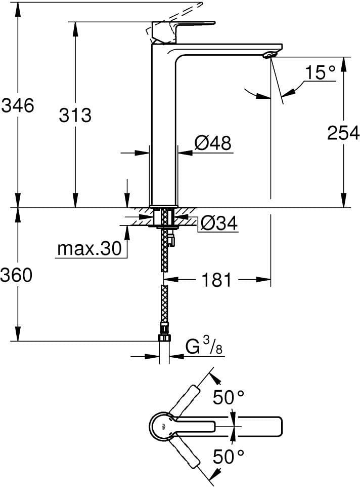 GROHE 23405001 LINEARE NEW  bat.umywalkowa XL - Powystawowy Cieszyn