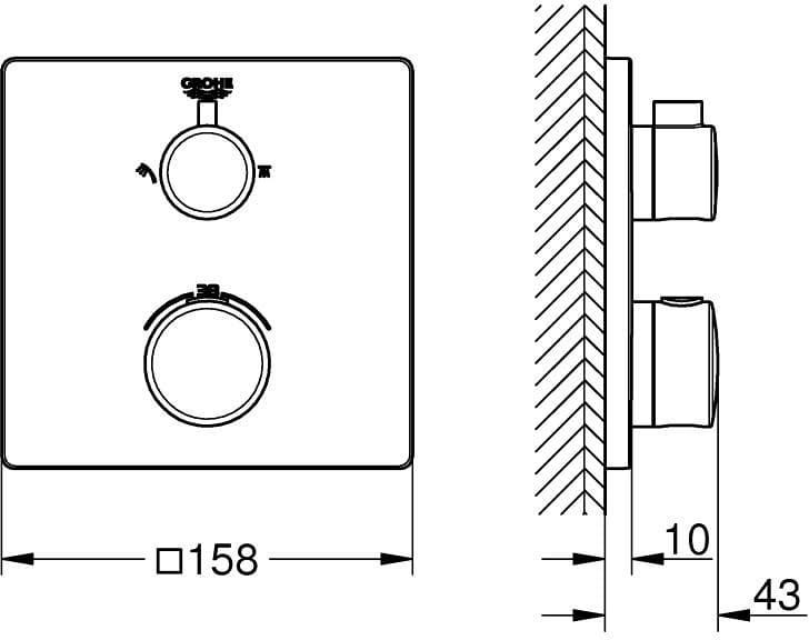 GROHE 24079000 Grohtherm bat.prysznicowa do obsługi 2 wyjść wody  **ekspo - Powystawowy Warszawa