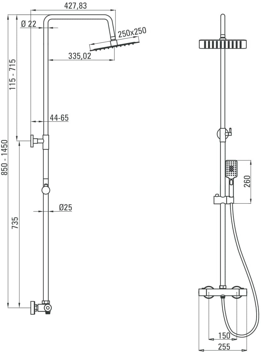 DEANTE ALPINIA deszczownica z baterią termostatyczna  NAC 01LT  *W wycofane  **ekspo - Powystawowy Chełm