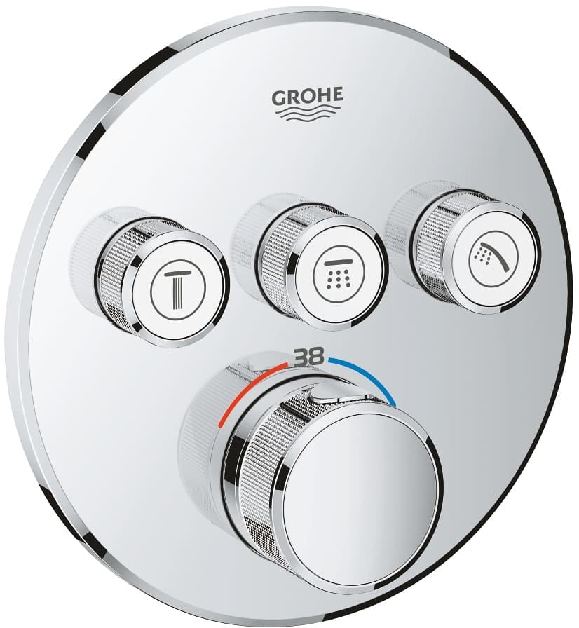 GROHE Smart Control podtynkowa  bateria termostatyczna okrągła do obsługi trzech wyjść  29121000 chrom  **ekspo - Powystawowy Tarnobrzeg