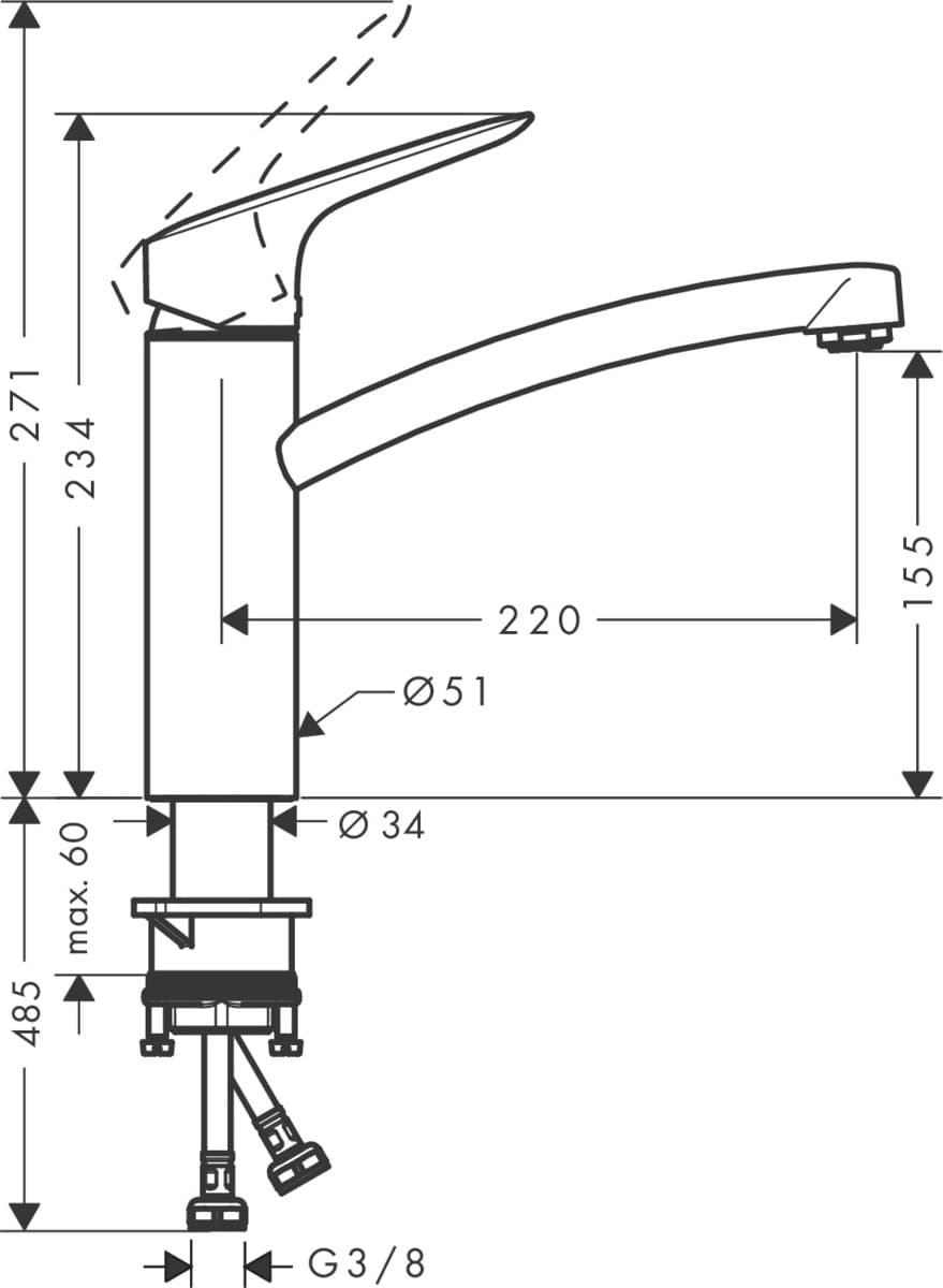 HANSGROHE 71832000 LOGIS  bat. zl. st. 160 Chrom  **ekspo - Powystawowy Augustów