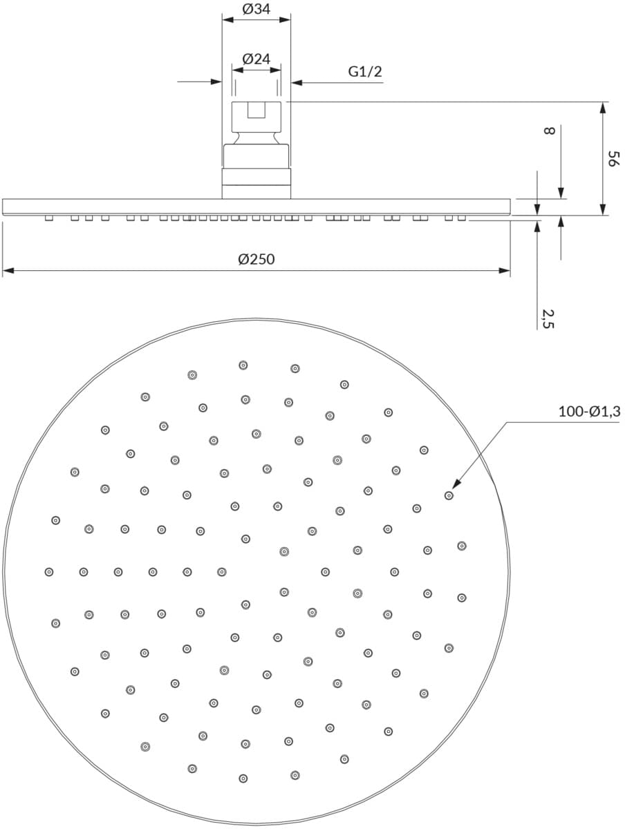OMNIRES deszczownia WG125CR okrągła fi25cm  **ekspo - Powystawowy Skierniewice