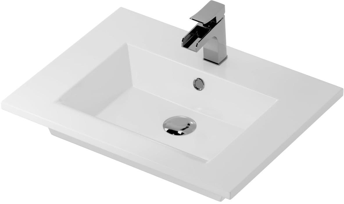 IO LUGANO Umywalka meblowa lub do montażu ściennego - 615x475 mm z otworem na baterię na środku z otworem przelewowym z powłoką CLEAN PLUS+ biała AZUMLUG.1161.01.126 *25  *W  **ekspo - Powystawowy Ciechanów