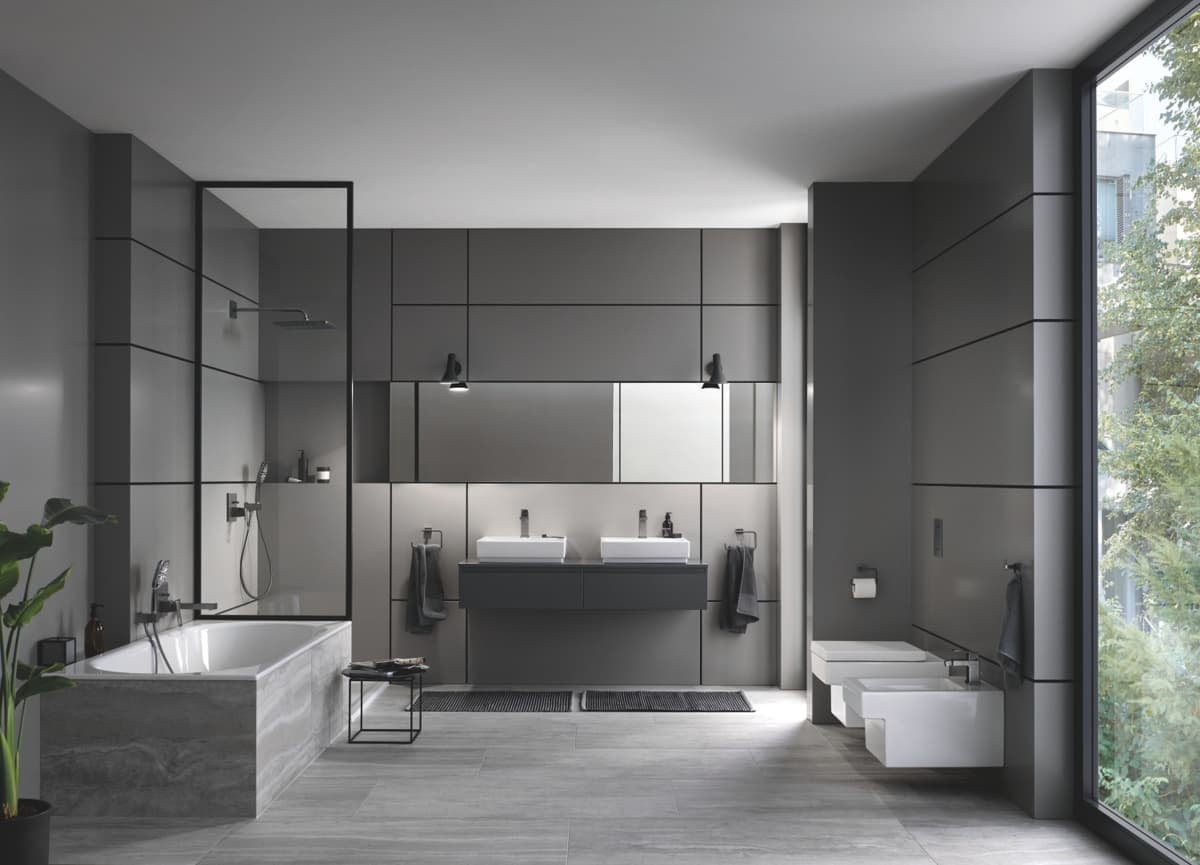 GROHE  23445AL0 Eurocube bateria umywalkowa, DN 15 rozmiar M  brushed hard graphite  **ekspo - Powystawowy Cieszyn