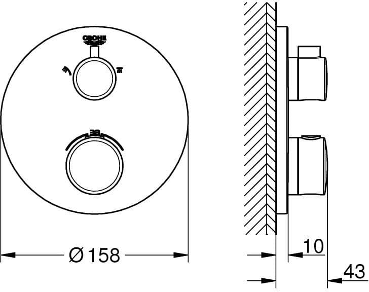 GROHE 24076000 Grohtherm THM trimset shower round  **ekspo - Powystawowy Cieszyn