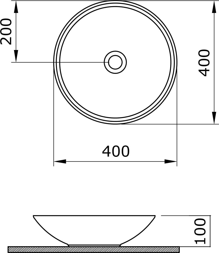 IO ALBANO Umywalka do montażu na blacie - fi = 400  mm, bez otworu na baterie, bez otworu przelewowego z powłoką CLEAN PLUS+ biała AZUMALB.1120.01.125 *30 *W  **ekspo - Powystawowy Nowy Sącz