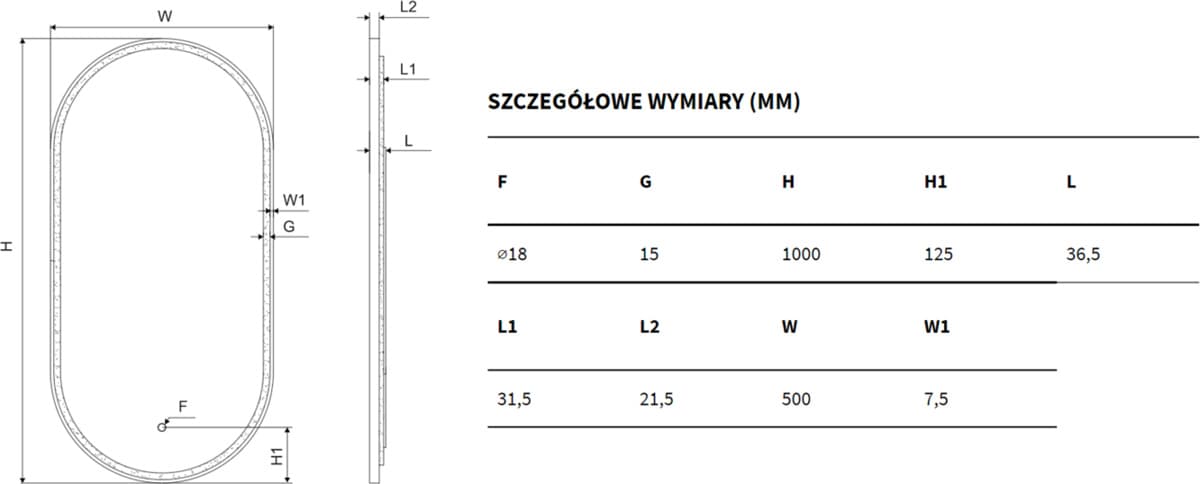 EXCELLENT Corido Lustro LED 100x50cm Owalne Złote Z Matą Grzewczą DOEX.CO100.050.GL - Powystawowy Bochnia