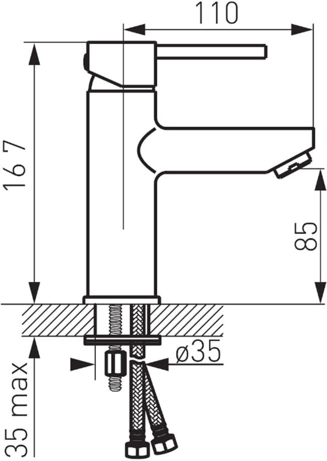 FDESIGN FLUSSO Bateria umywalkowa stojąca  w komplecie z korkiem click-clack chrom FD1-FLS-2-11 - Powystawowy Poznań