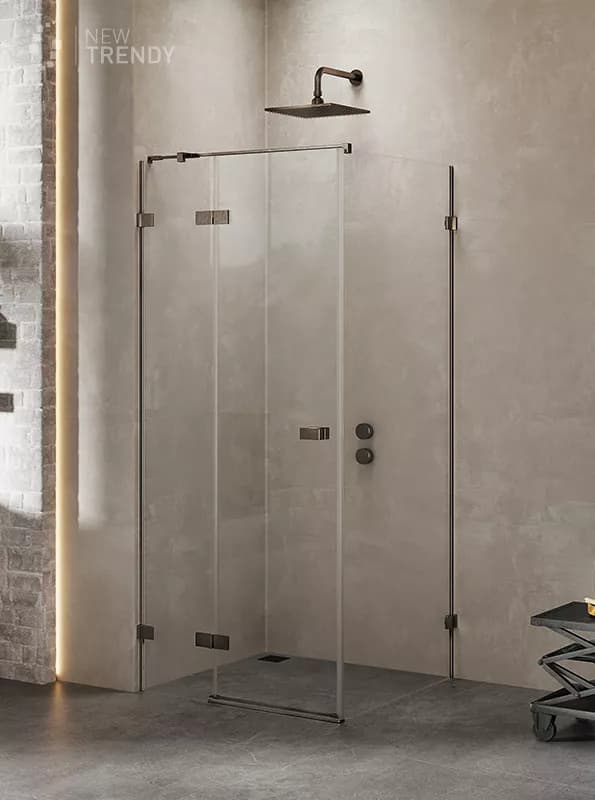 NEW TRENDY KABINA  AVEXA GUNMETAL BRUSHED KWADRATOWA L 90x90x200 CZYSTE 6mm ACTIVE SHIELD    EXK-3326  **ekspo - Powystawowy Wrocław