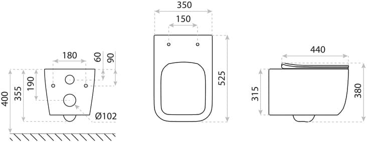IO MAYO miska wc wisząca Rimless 525x350 mm z deską slim wolnoopadającą z funkcją łatwego wypinania CE.MAYWC525 *16   *W  **ekspo - Powystawowy Poznań