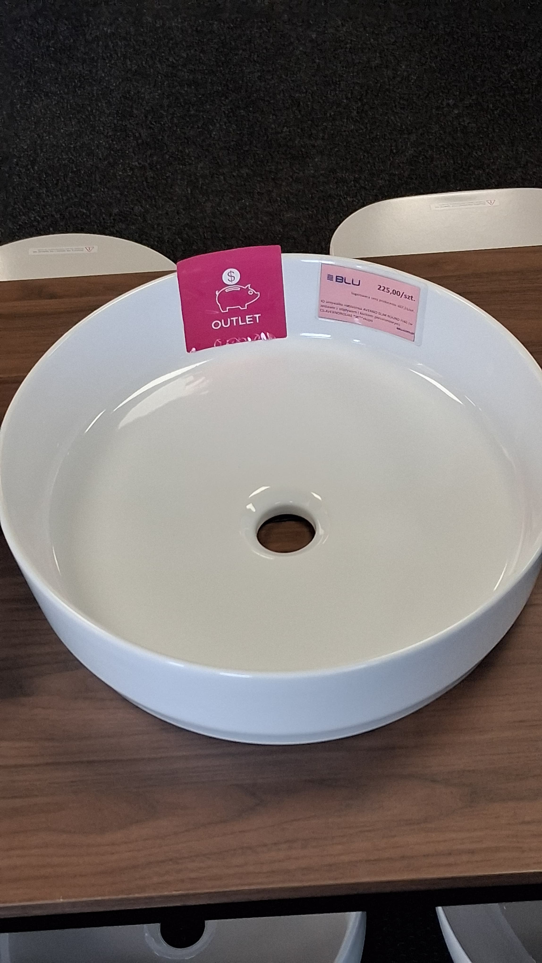 IO umywalka nablatowa AVERNO SLIM ROUND FI40 (w zestawie z odpływem i korkiem porcelanowym) CS.AVERNOROU40 *W **ekspo - Powystawowy Białystok