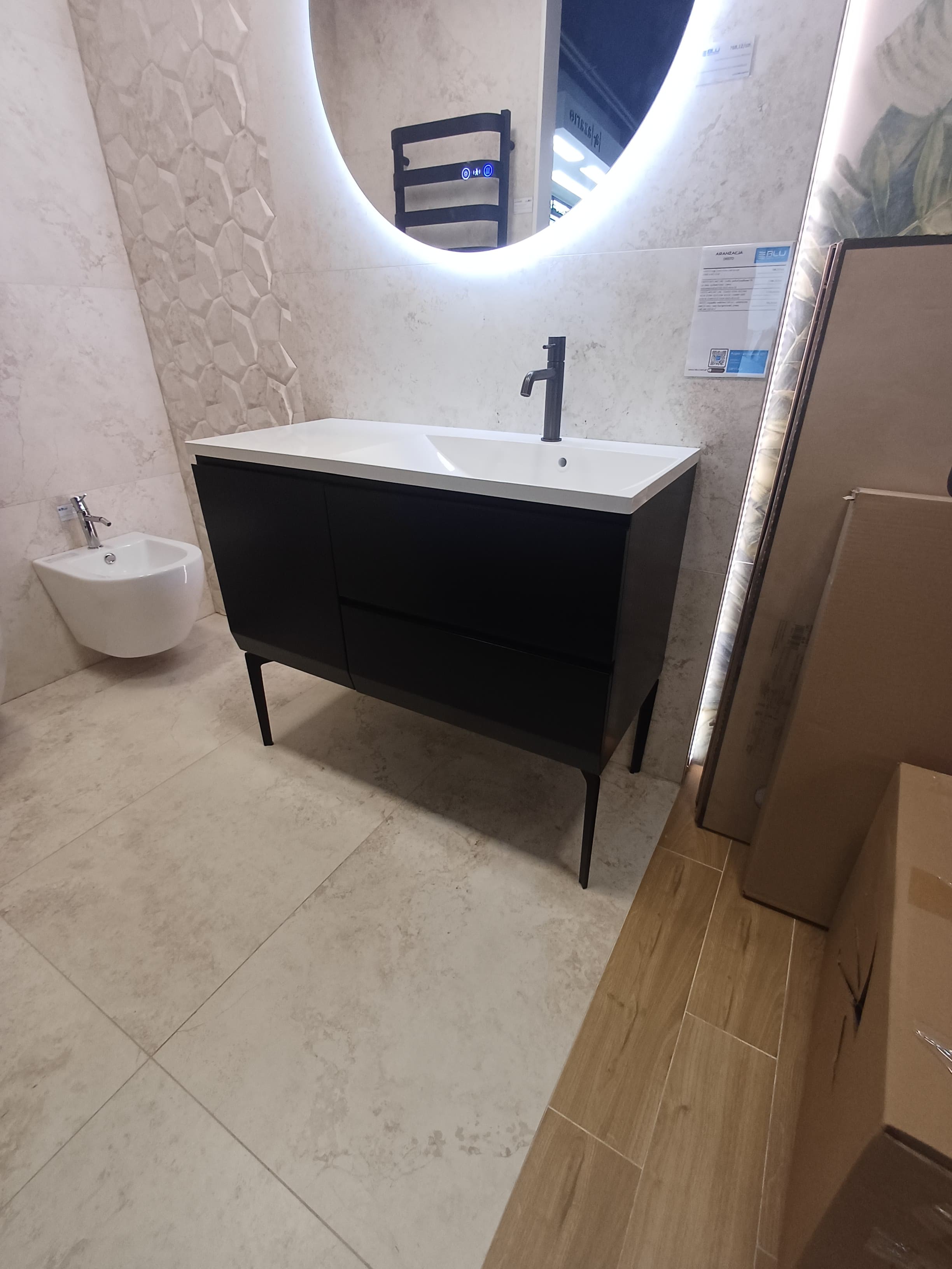 ORISTO BRYLANT UNI - Szafka podumywalkowa 60 cm dwie szuflady kolor: czarny mat uniwersalna OR36-SD2S-60-8-V3 - Powystawowy Lubliniec