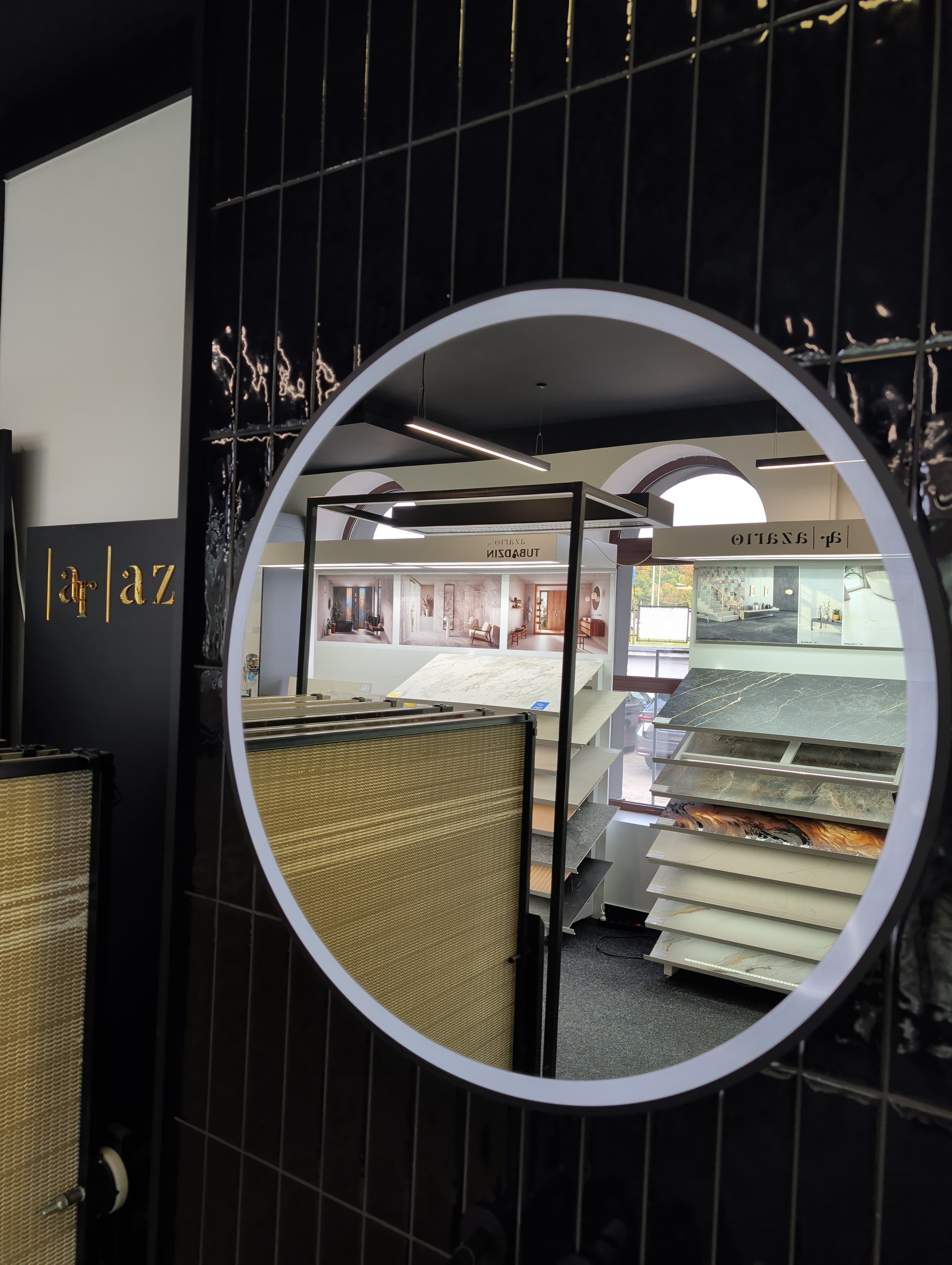 IO MELO lustro okrągłe fi 80 z podświetleniem led z ramą aluminiową w kolrze czarny mat LU.MEL.80.L.CM *W **ekspo - Powystawowy BLU Salon Łazienek Jelenia Góra