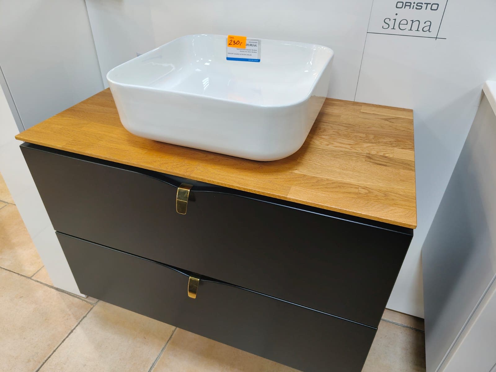 ORISTO SIENA szafka podumywalkowa 80cm, czarny mat OR45-SD2S-80-8 - Powystawowy Nowy Sącz