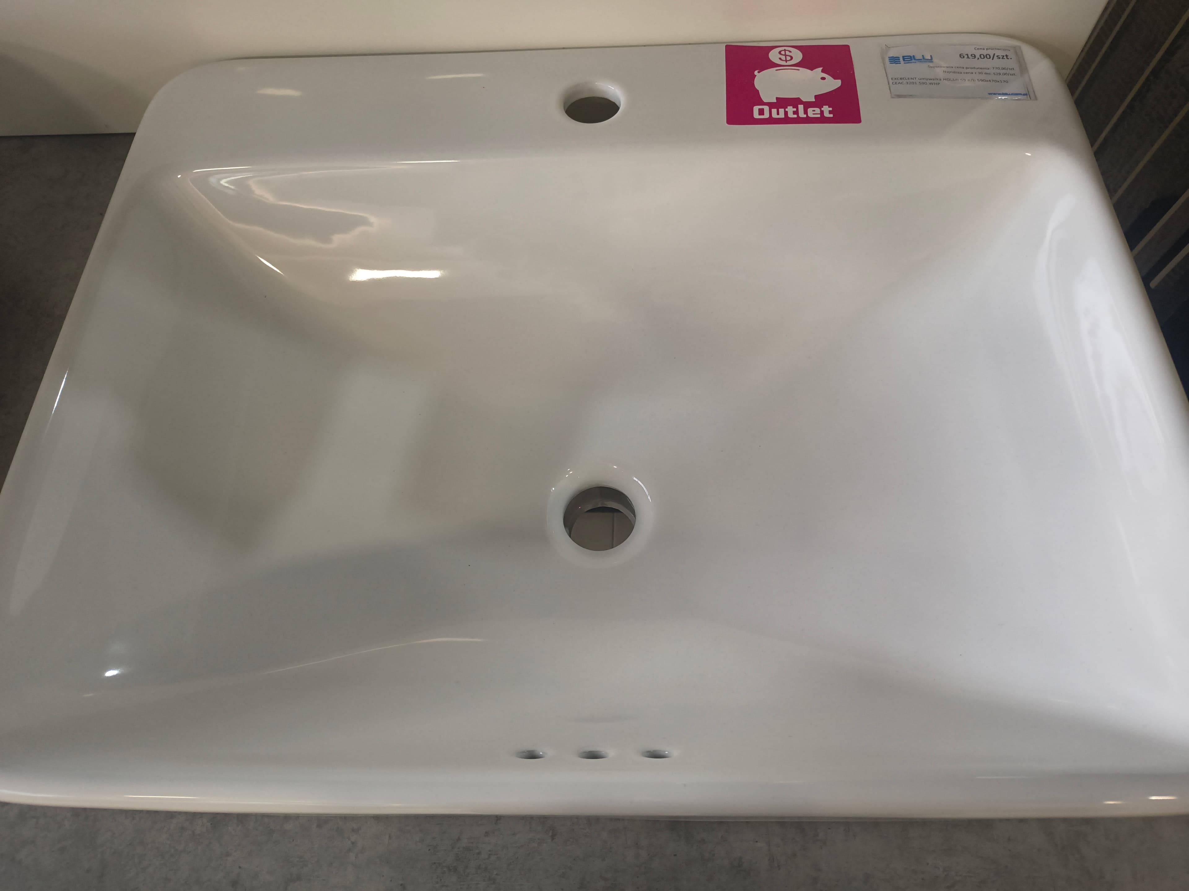 EXCELLENT umywalka HOLMI 59 n/b 590x470x170 CEAC.3201.590.WH P - Powystawowy Kwidzyn