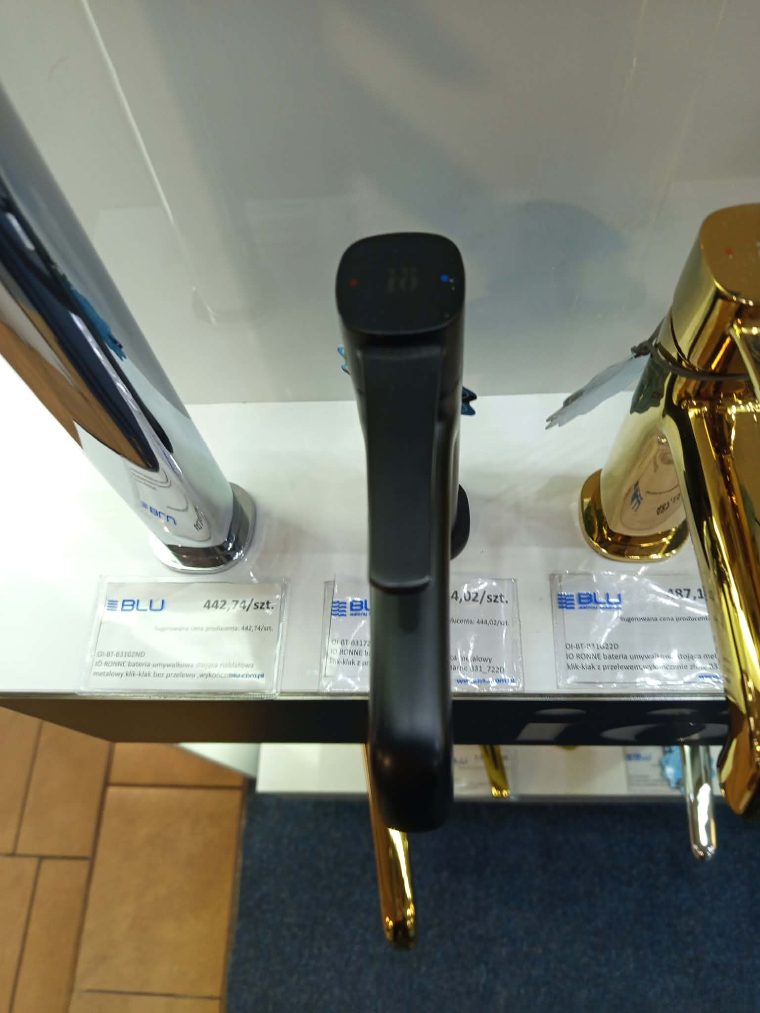 IO RONNE bateria umywalkowa stojąca metalowy klik-klak z przelewem ,wykończenie czarne B31_722D - Powystawowy Ciechanów
