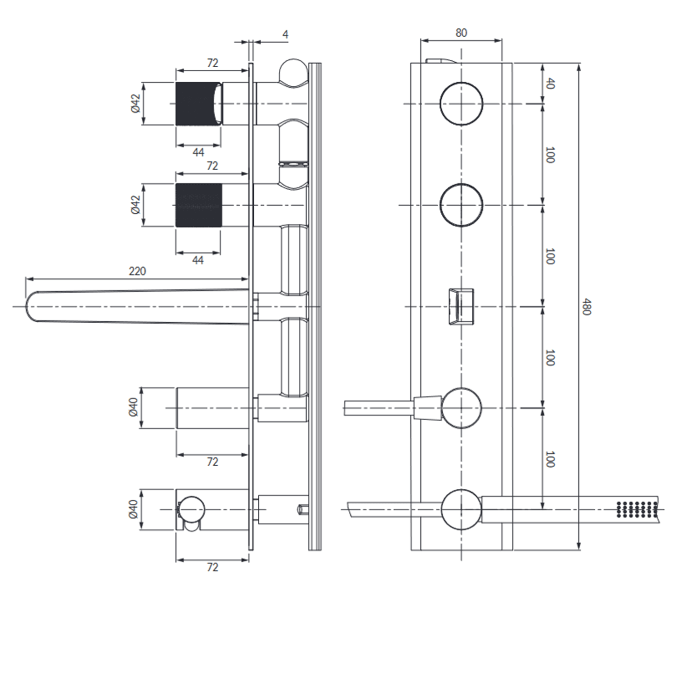 OMNIRES CONTOUR bateria wannowa 5-otworowa podtynkowa CT8037/1CR chrom **ekspo - Powystawowy Cieszyn