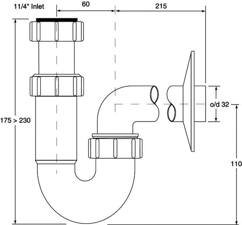 MCALPINE półsyfon umyw. rurowy 11/4x32 HC4PF-32 *70 - Powystawowy Nowy Sącz