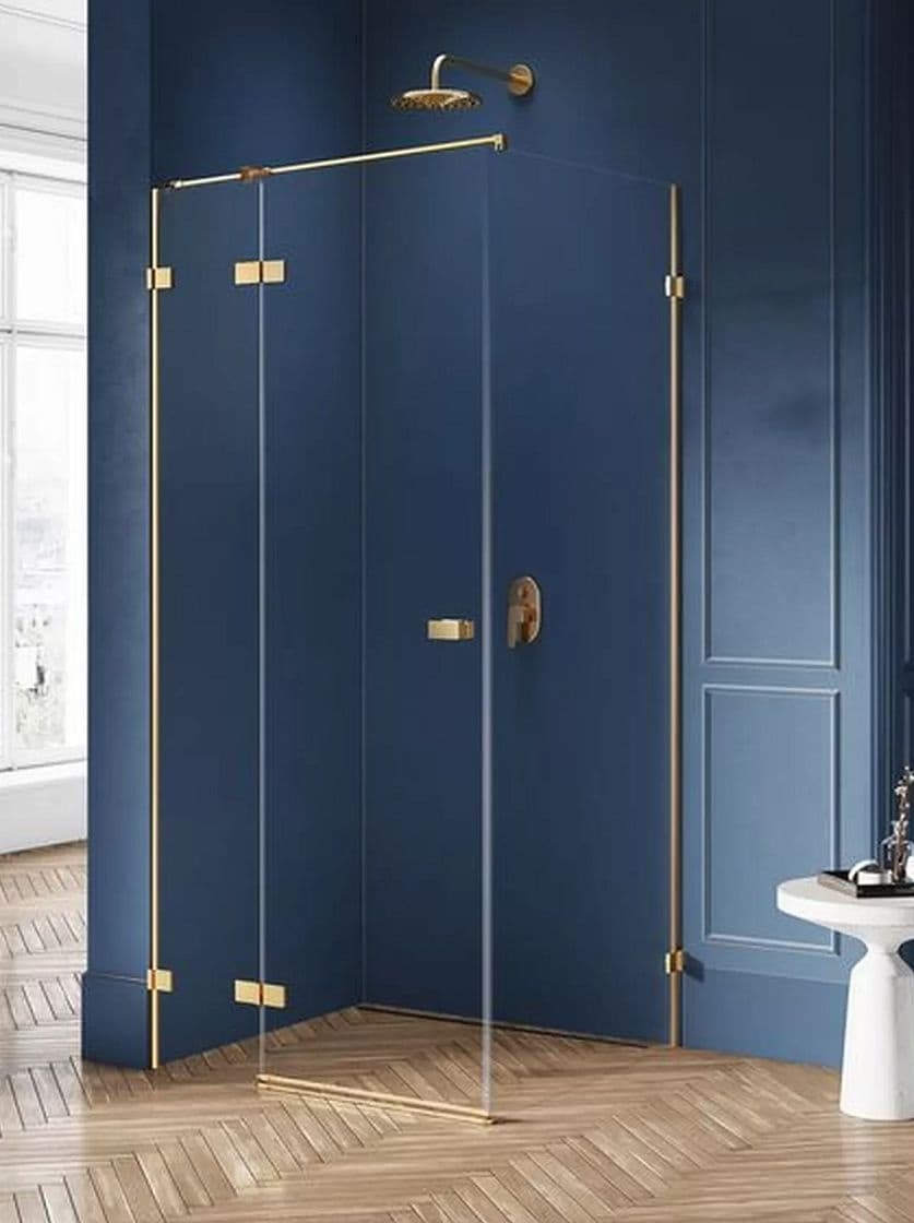NEW TRENDY Kabina prysznicowa AVEXA GOLD BRUSHED 1D kwadratowa L 90x90x200 szkło czyste 6mm Active Shield 2.0 EXK-1744 **ekspo - Powystawowy Radom