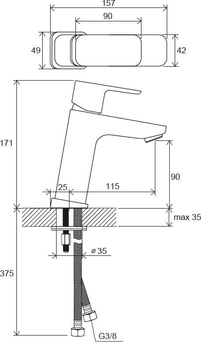 RAVAK Bateria umywalkowa stojąca 10° Free black, 170 mm X070150 **ekspo - Powystawowy Augustów