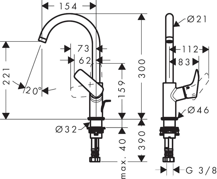 HANSGROHE LOGIS 71130000 bateria umywalkowa 210 z obrotową wylewką, bez kompletu odpływowego, DN15 Chrom **ekspo - Powystawowy Inowrocław